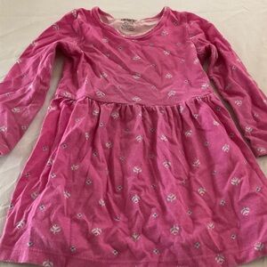 Carter's Pink Long Sleeve Dress with Floral Pattern